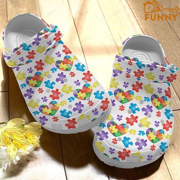 Puzzle Pieces Heart Autism Crocs
