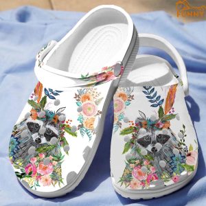 Racoon Floral Crocs Classic Clog