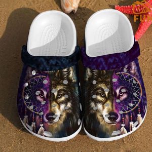 Art Dreamcatcher Wolf Crocs