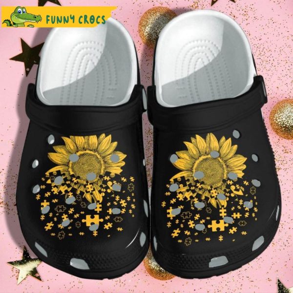 Autism Awareness Sunflower Puzzle Floral Crocs