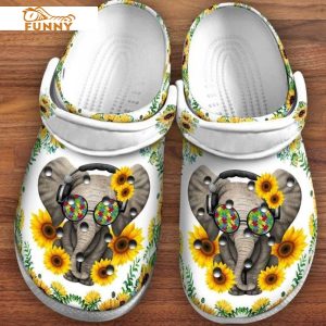 Autism Elephant Sunflower Crocs