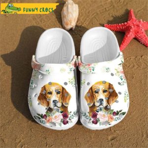 Beagle Dog Art With Bloom Flowers Birthday Crocs