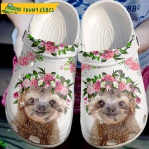 Beautiful Flower With Cute Sloth Floral Crocs