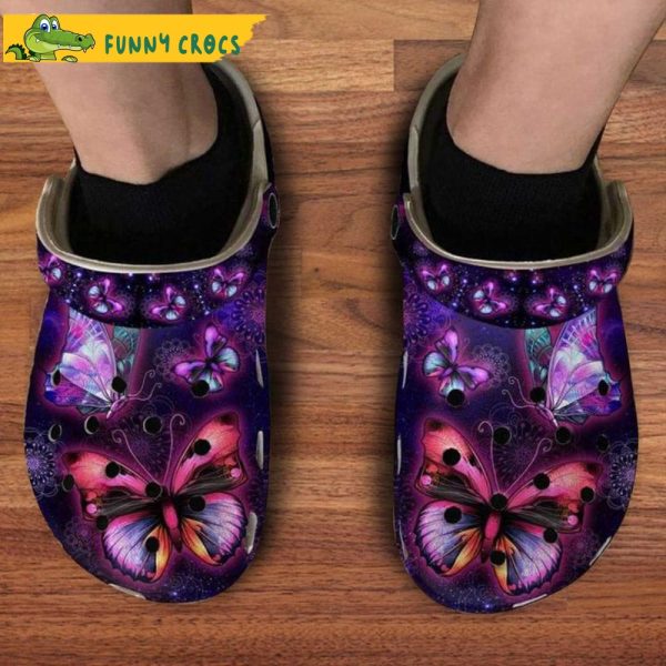 Beautiful Purple Butterfly Crocs