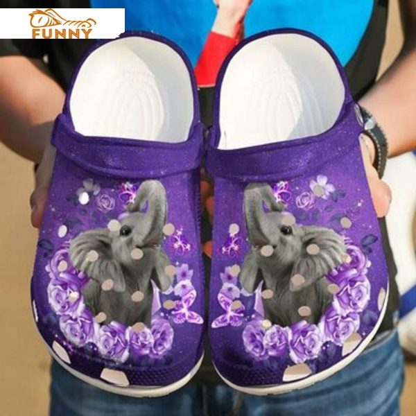 Beautiful Purple Flowers Elephant Crocs