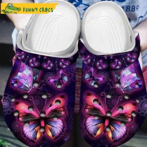 Beautiful Purple Pink Love Butterfly Crocs