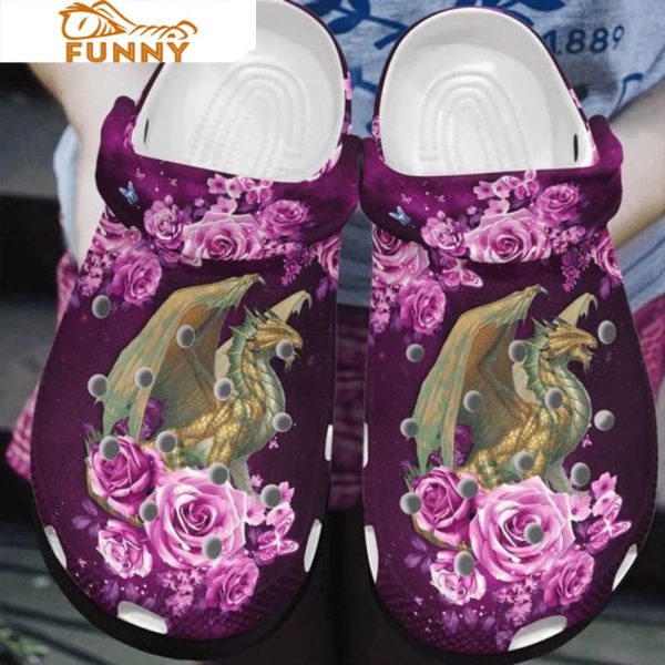 Beautiful Purple Roses Dragon Crocs