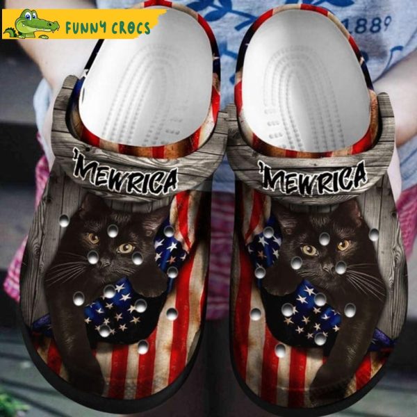 Black Cat America Flag Crocs