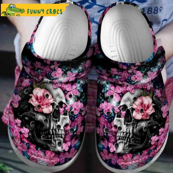 Blooming Skull Halloween Style Floral Galaxy Crocs