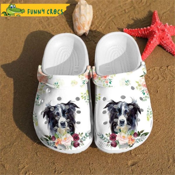 Border Collie Puppy Rose Flowers Dog Crocs