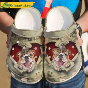 Bulldog Crack Red Heart Dog Crocs