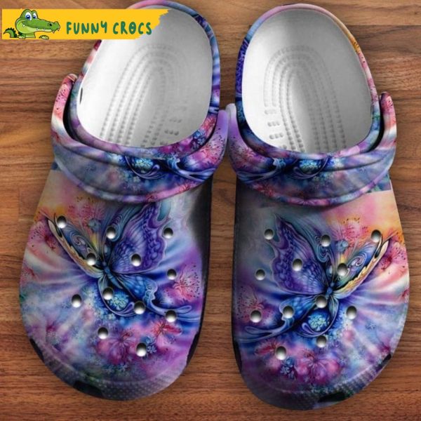 Colorful Butterfly Painting Funny Crocs