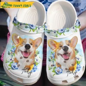 Corgi Classic White Personalized Dog Crocs