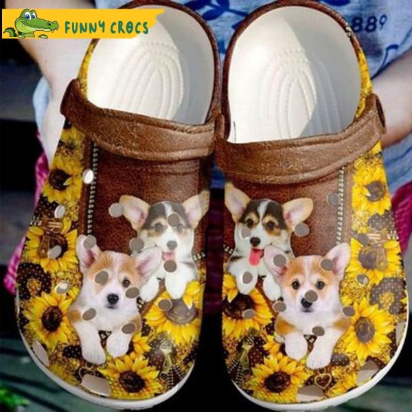 Corgi Sunflower Dog Crocs