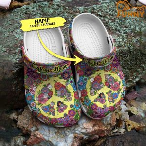 Custom Flowers For Peace Crocs 2