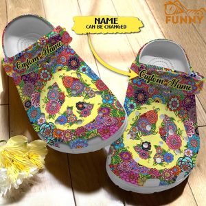 Custom Flowers For Peace Crocs 3