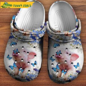 Cute Pig Flower Garden Blue Butterfly Crocs