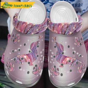 Dachshund Puppy Butterflies Pink Hologram Dog Crocs