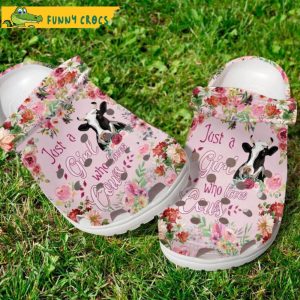 Dairy Cow Floral Just A Girl Who Loves Cow Crocs