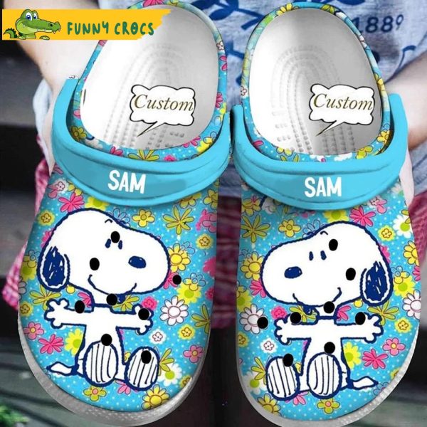 Disney Custom Art Snoopy Flowers Crocs