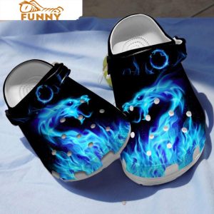 Flaming Blue Dragon Crocs