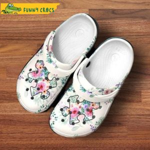 Floral Puzzle Piece Autism Crocs