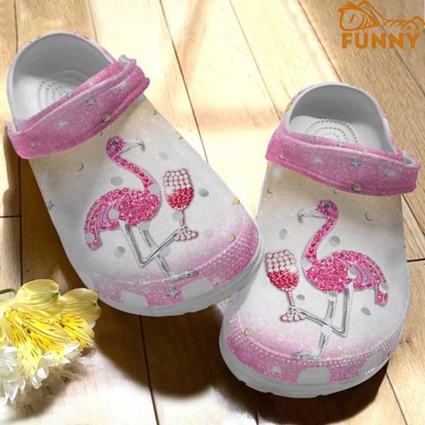 Funny Christmas Wine Flamingo Crocs