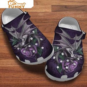 Funny Purple Roses Dragon Crocs