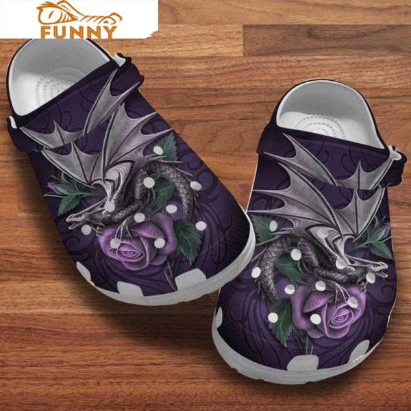 Funny Purple Roses Dragon Crocs