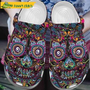 Funny Skull Hippie Floral Crocs