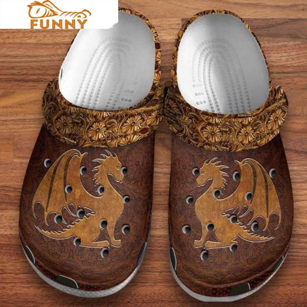 Funny Wood Carved Dragon Crocs