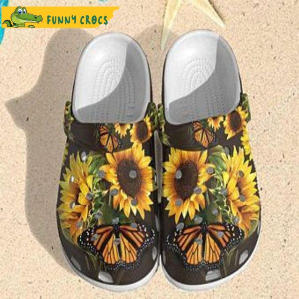 Garden Sunflower Butterfly Floral Crocs