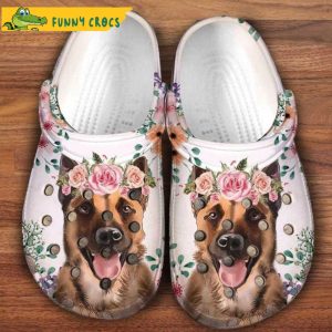 German Shepherd  Flower Art 3D Dog In Crocs