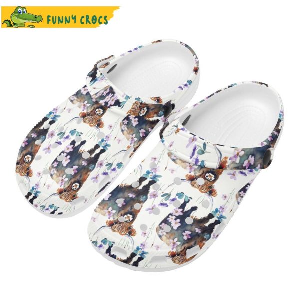 Highlands Cow Print Clogs – Fun And Unique Footwear For Animal Lovers Crocs Clog Shoes