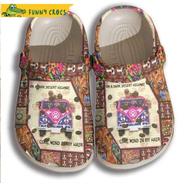 Hippie Dachshund Bus Dog Crocs Shoes