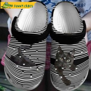 Horizontal Stripes Black Cat Crocs