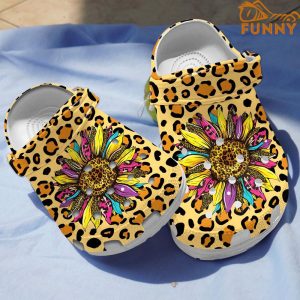 Leopard Sunflower Hippie Crocs 1