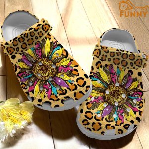 Leopard Sunflower Hippie Crocs 2