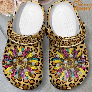 Leopard Sunflower Hippie Crocs 3