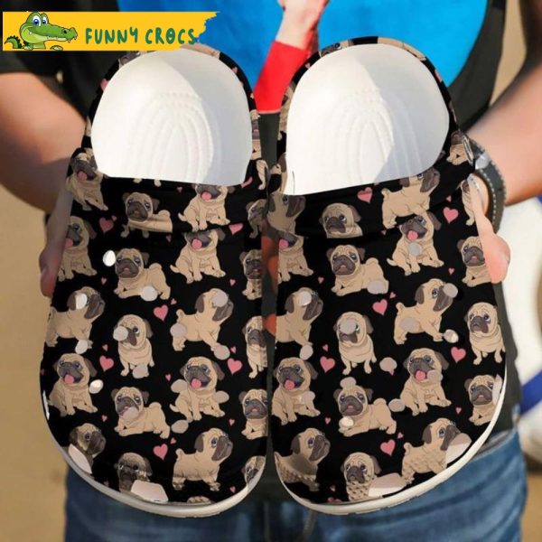 Pug Puppies Hearts Happy Valentine’s Day Crocs