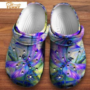 Purple Painting Dragonfly Crocs