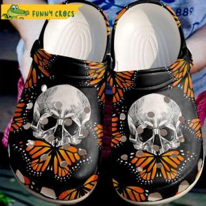 Scary Skull Orange Butterfly Crocs