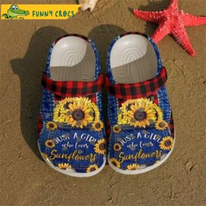 Sunflower Overall Plaid Red And Black Christmas Just A Girl Who Loves Sunflowers Crocs Clog Shoes