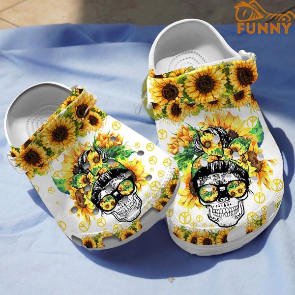 Sunflower Skull Hippie Crocs