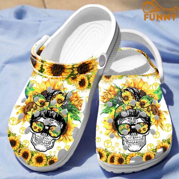 Sunflower Skull Hippie Crocs