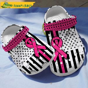 American Flag Breast Cancer Crocs Clog Shoes 1