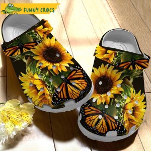 Beautiful Sunflower Butterfly Garden Crocs