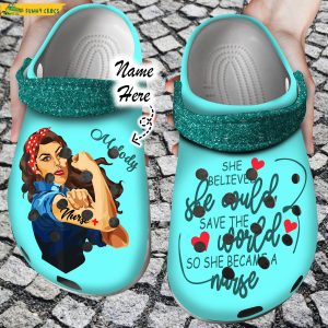 Custom Blue Nurse Crocs Slippers