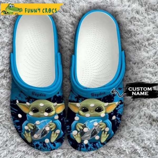 Custom Carolina Panthers Baby Yoda Crocs