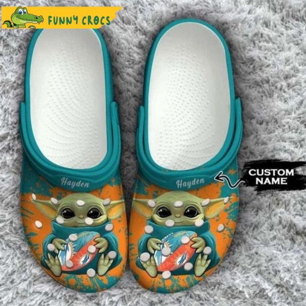 Custom Miami Dolphins Baby Yoda Crocs